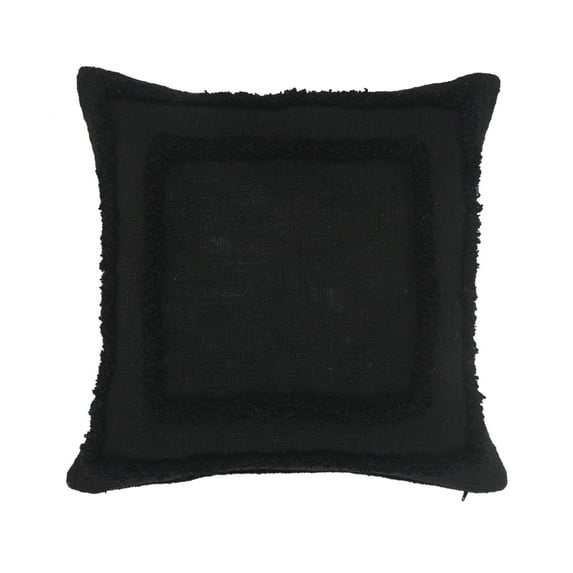 Ox Bay Modern Tufted Solid Throw Pillow, 20" x 20", Black