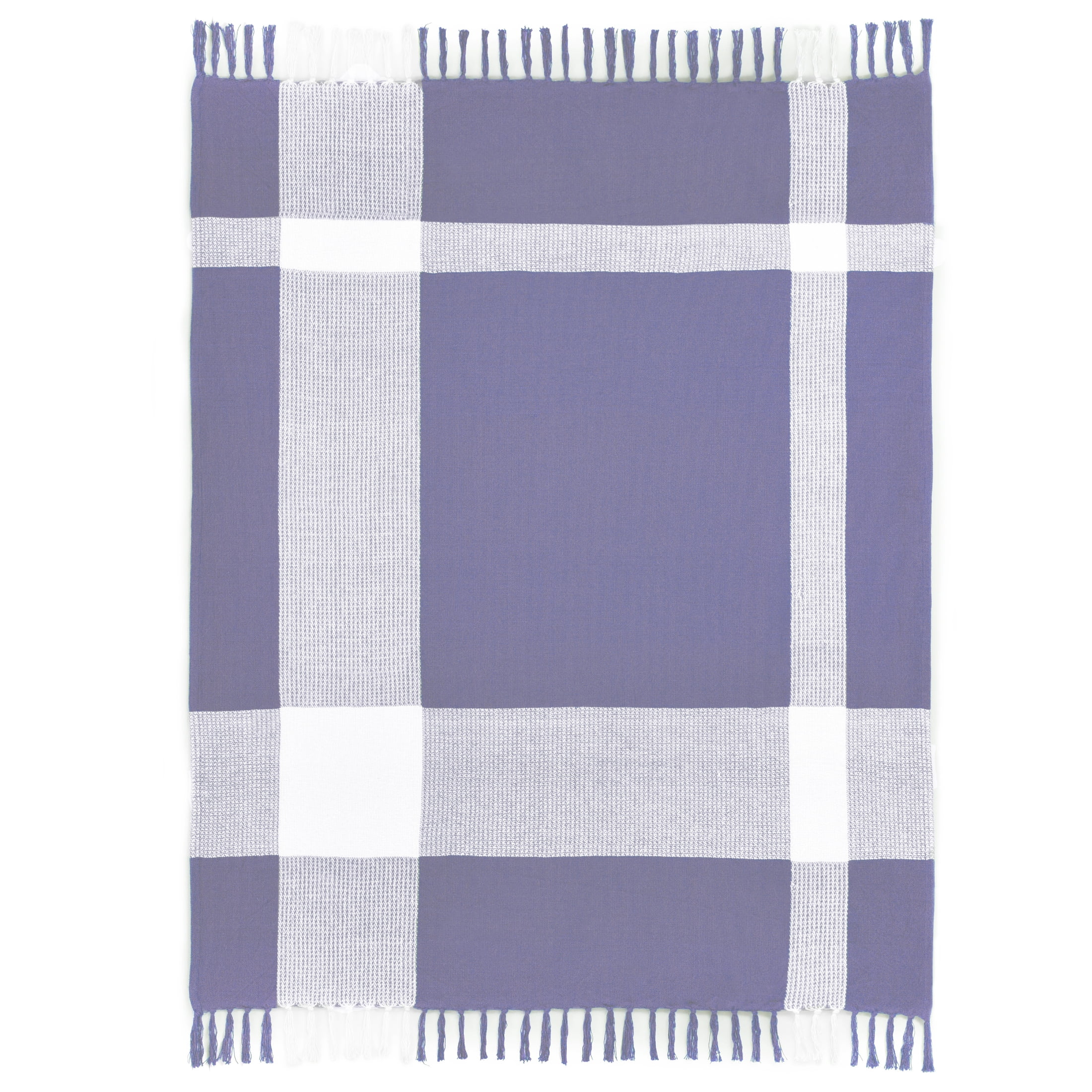 Ox Bay Pink/White Tartan Plaid Cotton Throw Blanket, 50" x 60"