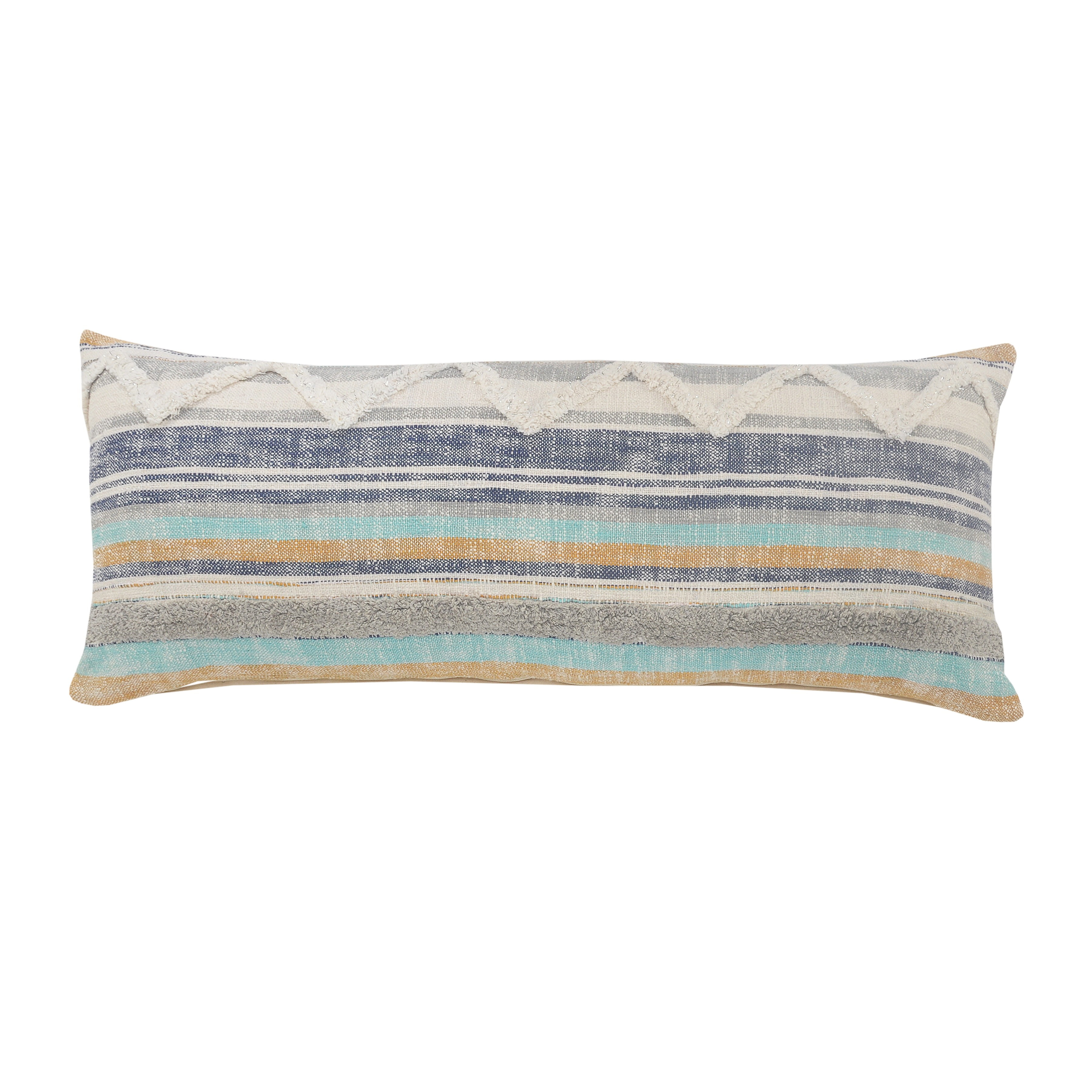 Ox Bay Eli 14" x 36" Multicolor Shag Striped Cotton Adult Decorative Lumbar Throw Pillow