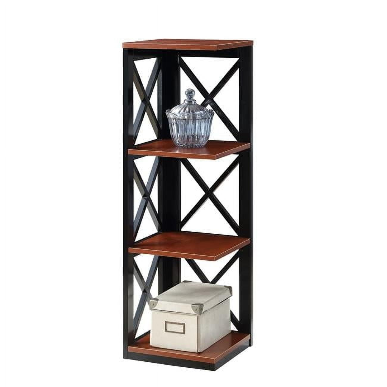 3 Tier Corner Bookcase, Cherry / Black
