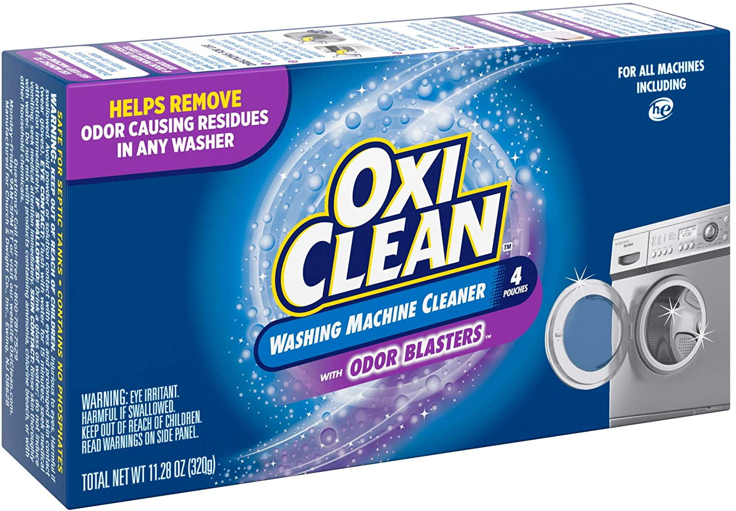 OxiClean Washing Machine Cleaner with Odor Blasters, 4 Count 11.28 oz