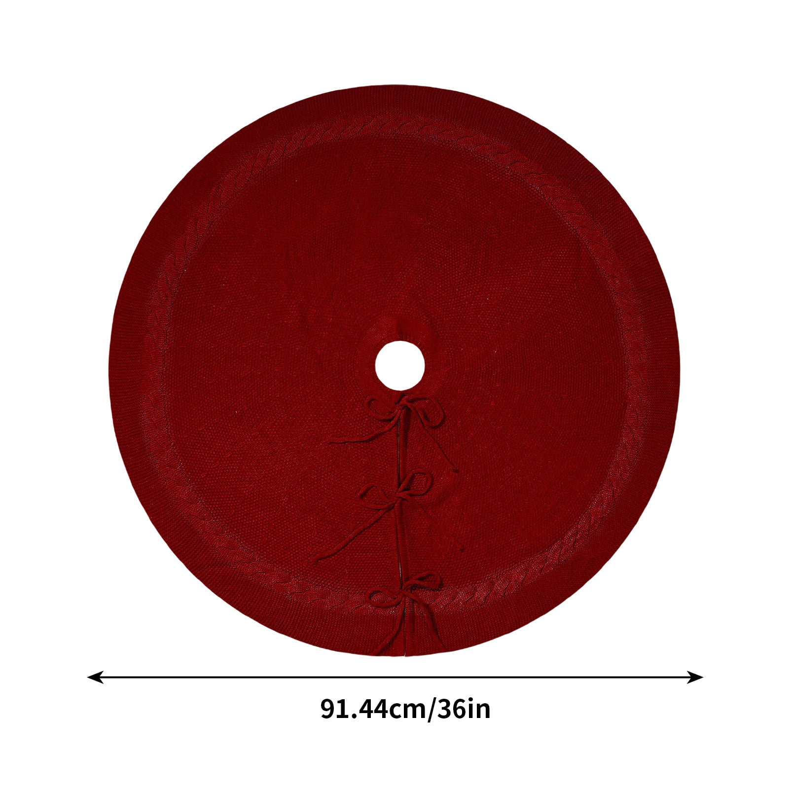 Zonao Christmas Knitted Tree Skirt Red Knitted Christmas Tree Skirt Ornaments