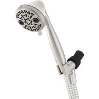 Brushed Nickel 3-Setting Handheld Showerhead with Pulse and Rain