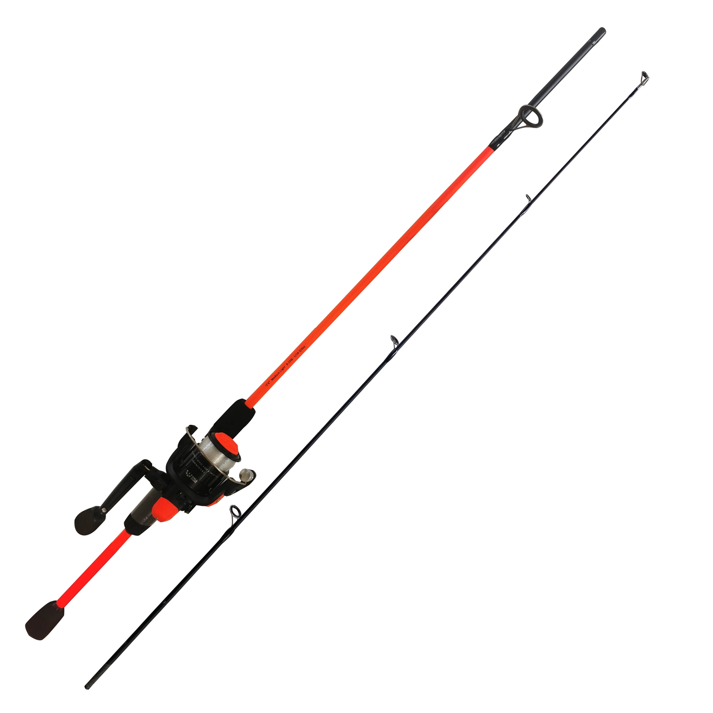 Ozark Trail Wayfarer Spinning Fishing Rod and Reel Combo, 5-foot 6-inch 2-Piece Rod, Size 80 Reel, Left/Right Hand Retrieve, Orange