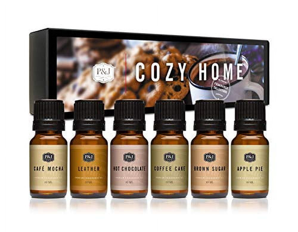 P&J Fragrance Oil | Cozy Home Set of 6 - Scented Oil for Soap Making, Diffusers, Candle Making, Lotions, Haircare, Slime, and Home Fragrance