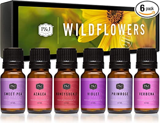 P&J Fragrance Oil | Wildflowers Set of 6 - Scented Oil for Soap Making, Diffusers, Candle Making, Lotions, Haircare, Slime, and Home Fragrance