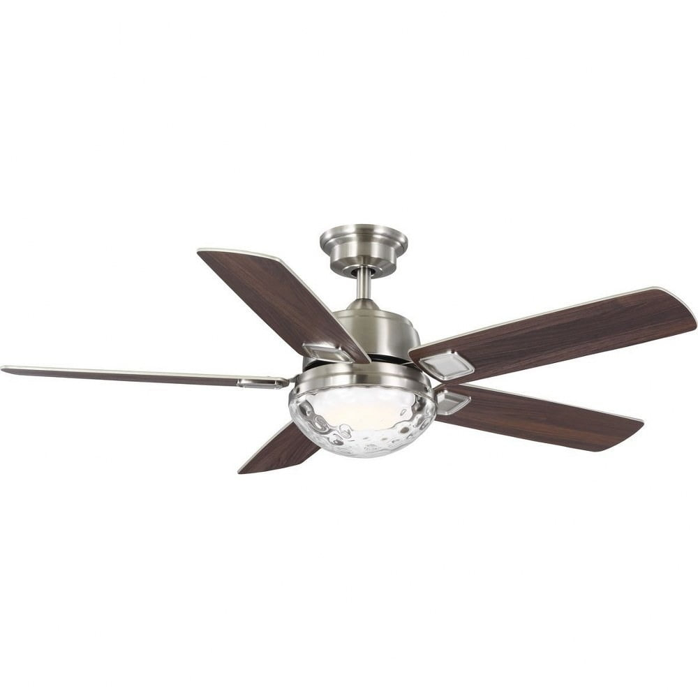 P250104-009-CS-Progress Lighting-Tompkins - 5 Blade Ceiling Fan with Light Kit-17 Inches Tall and 52 Inches Wide-Brushed Nickel Finish