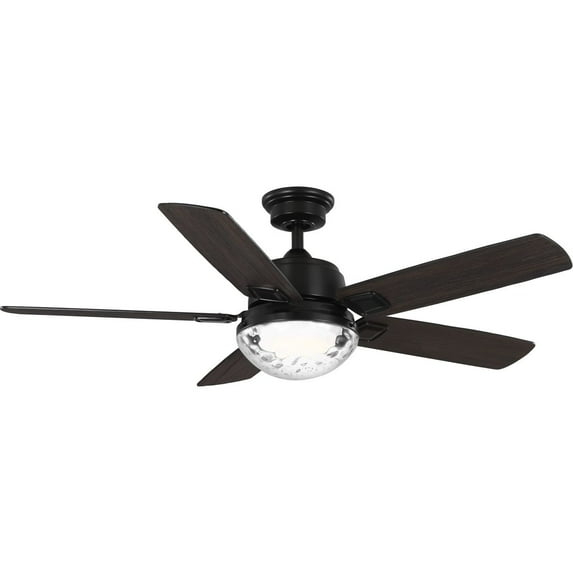 P250104-31M-CS-Progress Lighting-Tompkins - 5 Blade Ceiling Fan with Light Kit-17 Inches Tall and 52 Inches Wide-Matte Black Finish