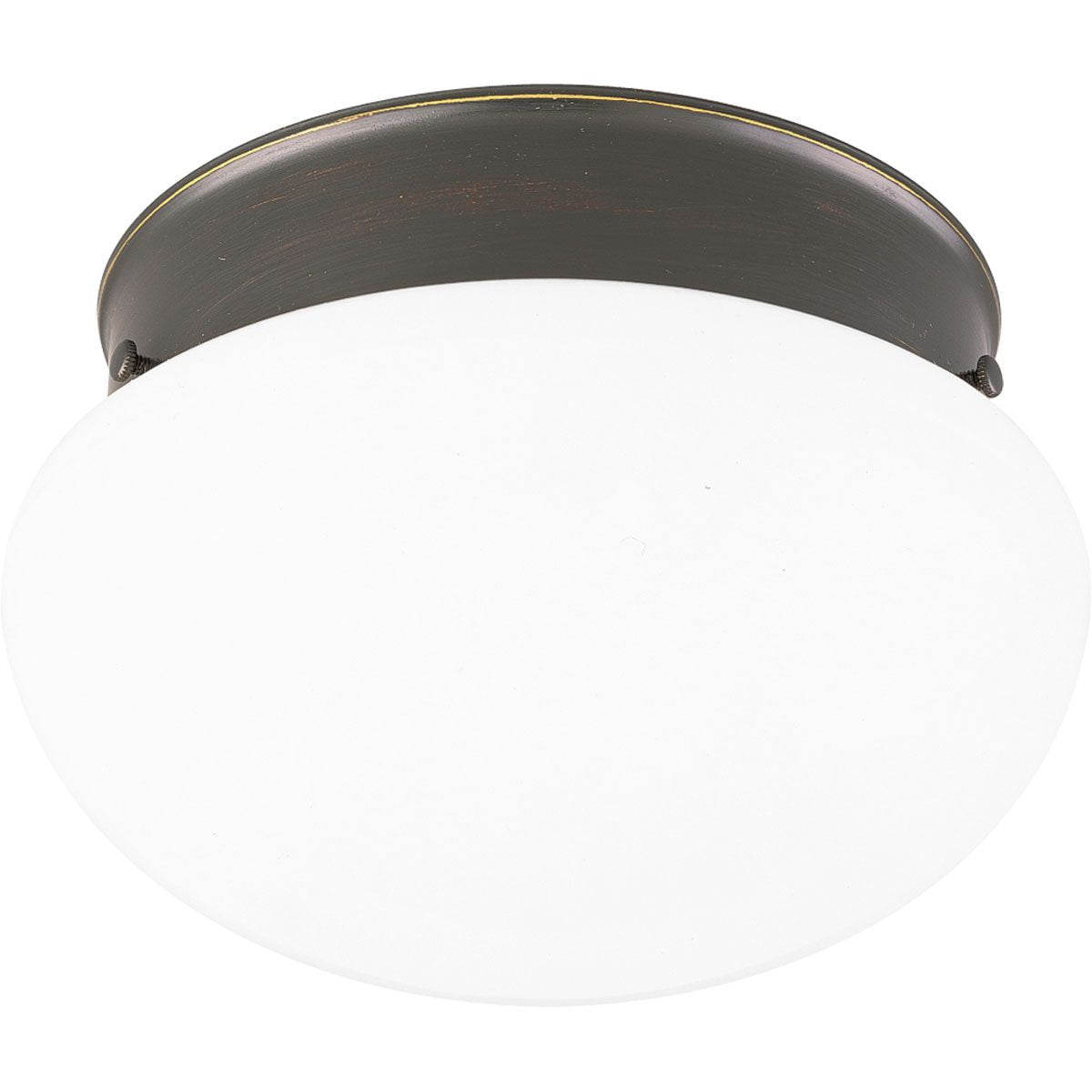 Progress Lighting Fitter Collection 2-Light Flush Mount Antique Bronze Ceramic White Glass Bowl