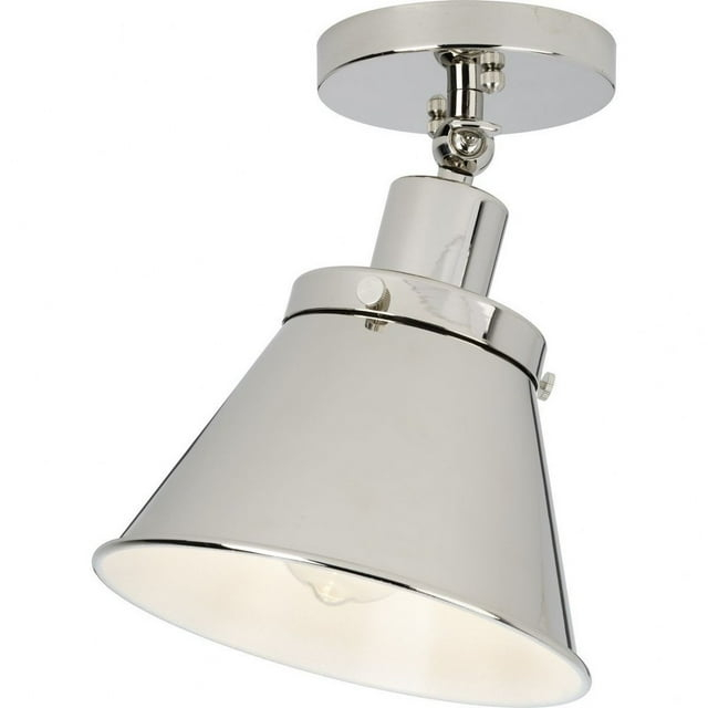 Progress Lighting Hinton 1-Light Semi-Flush Mount Ceiling Light, Polished Nickel, Metal Shade