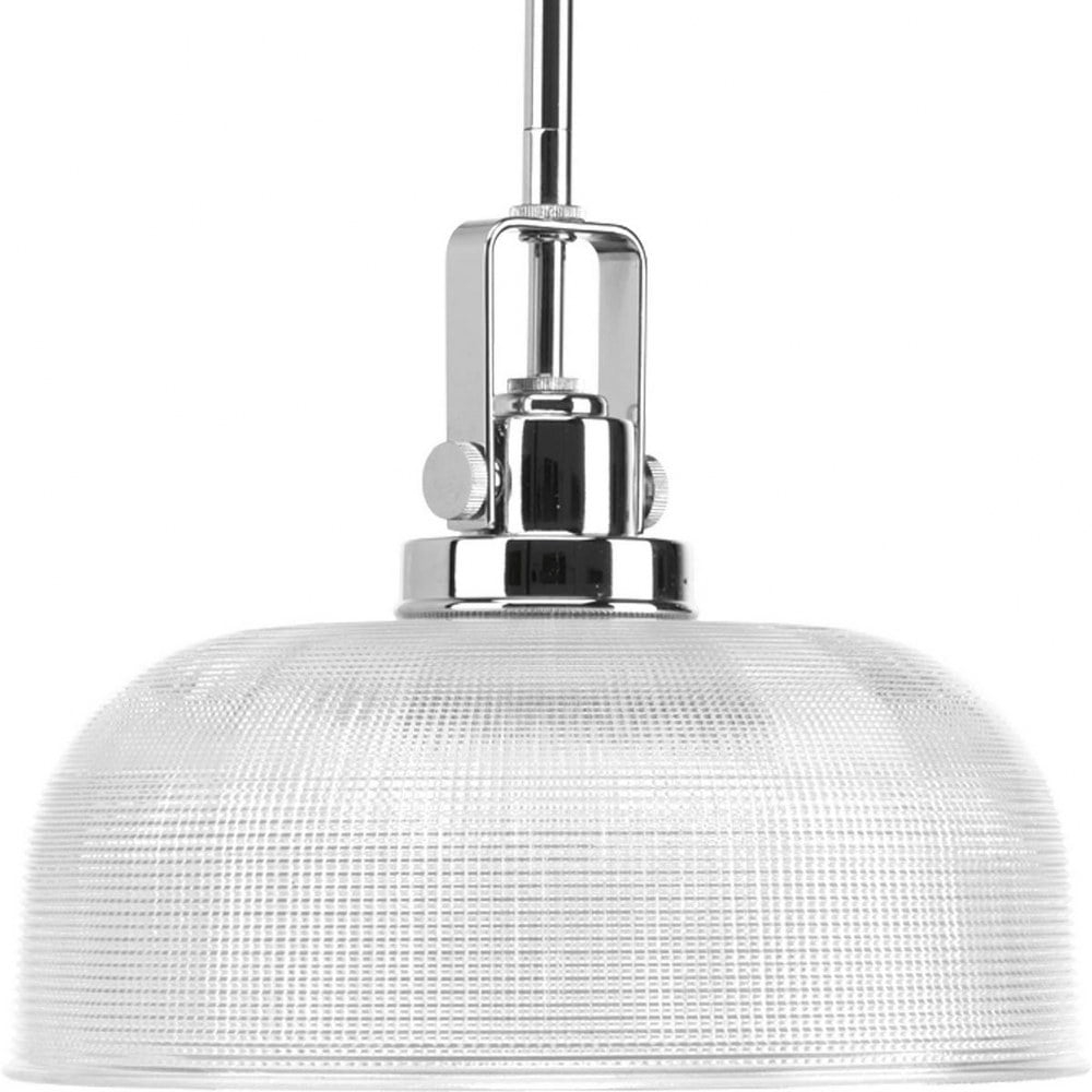 Progress Lighting Archie 1-Light Pendant, Chrome, Double Prismatic Glass Shade