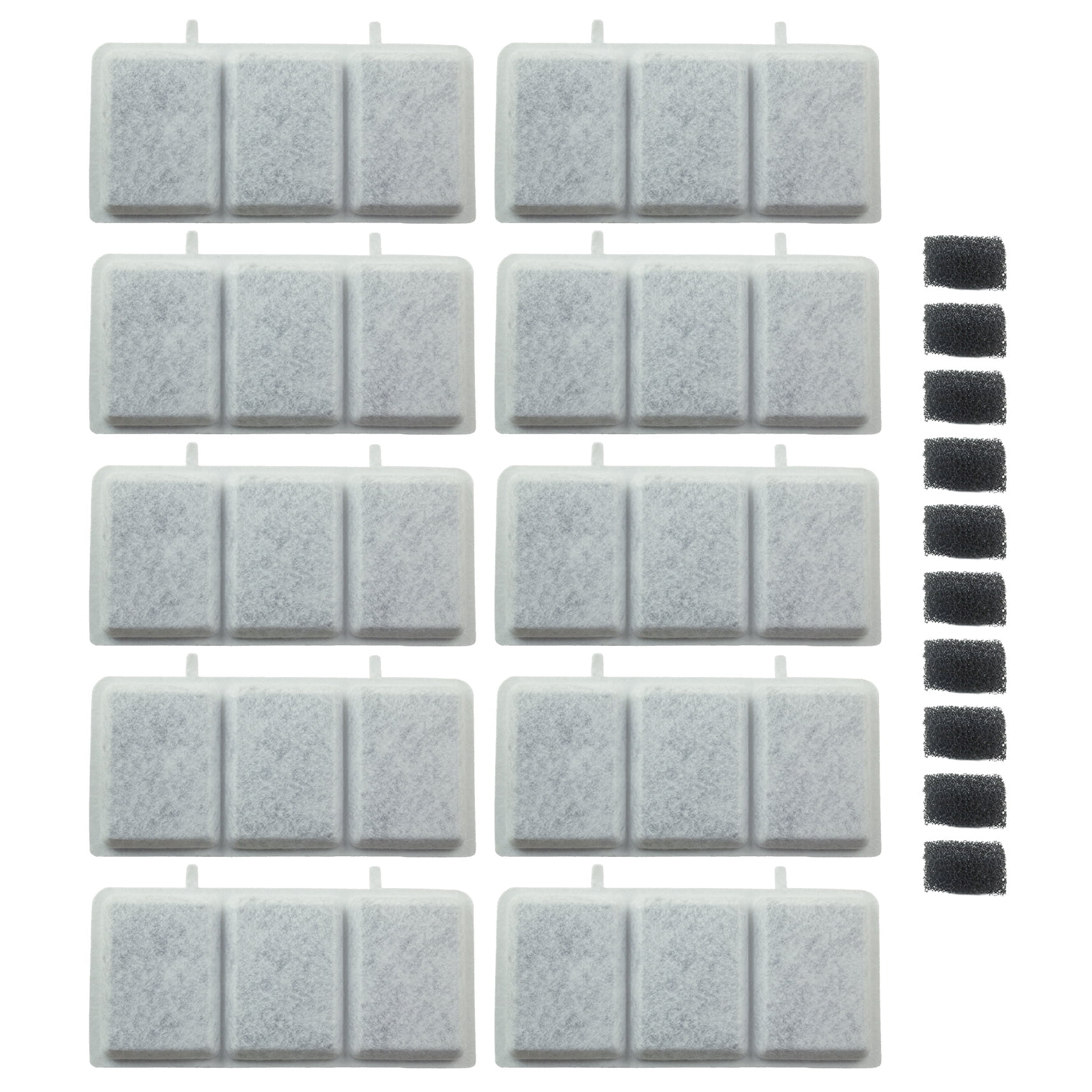 PET STANDARD Replacement Water Filter & 10 Pack Replacement Pre-Filter Sponges Compatible With Petory® 74oz/2.2L Automatic Pet Fountain, Pack of 10