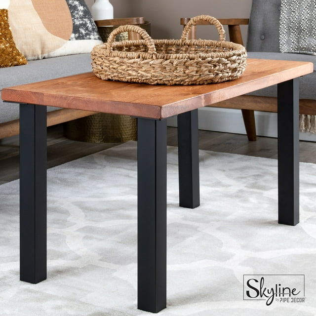 PIPE DECOR  Matte Black Steel Modern Living Room Table Legs Set of 4 18 in. H End Tables