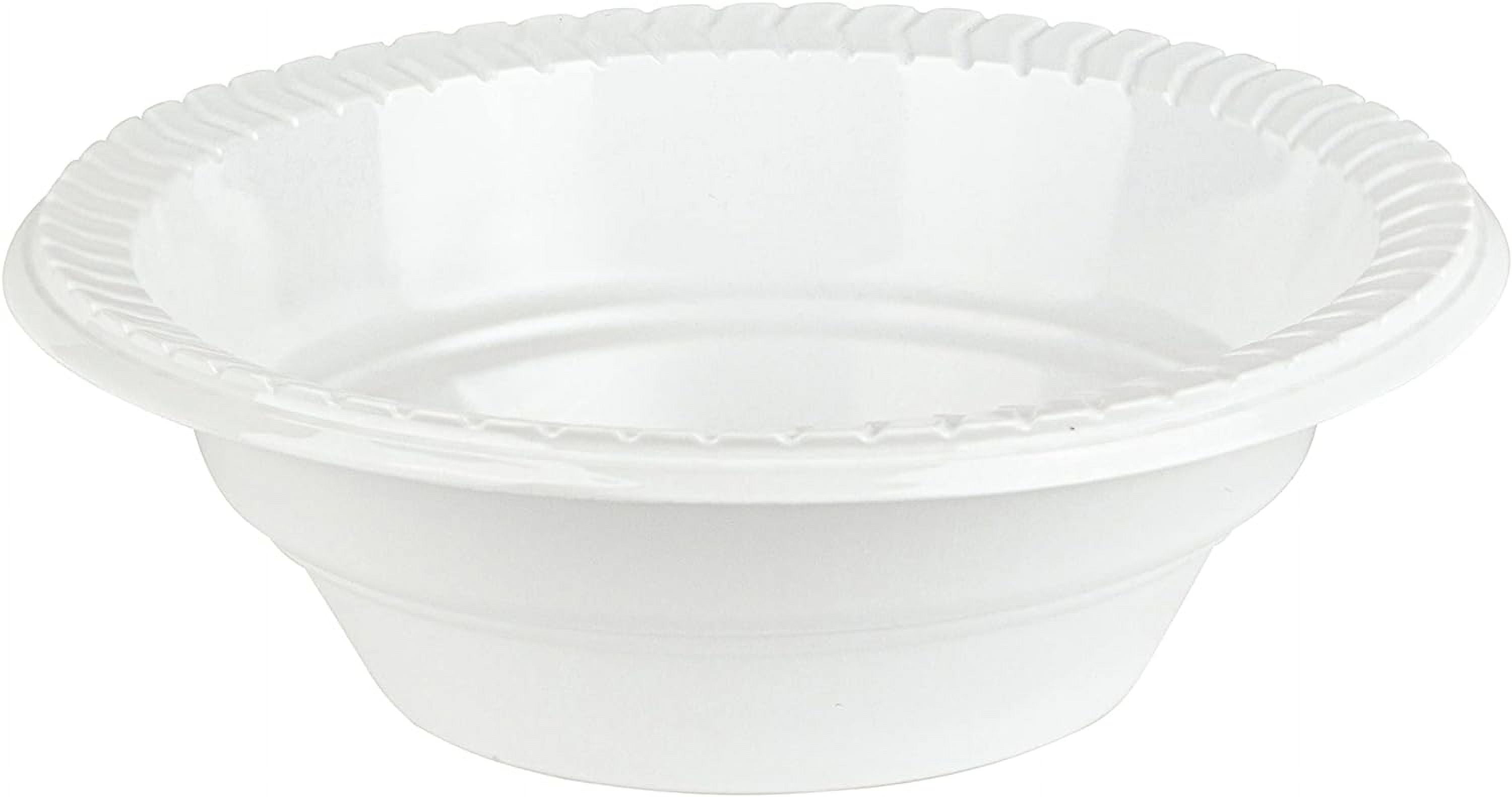 PLASTICPRO 12 Oz White Plastic Bowls Round Disposable Microwavable Bowls, 100-Pack