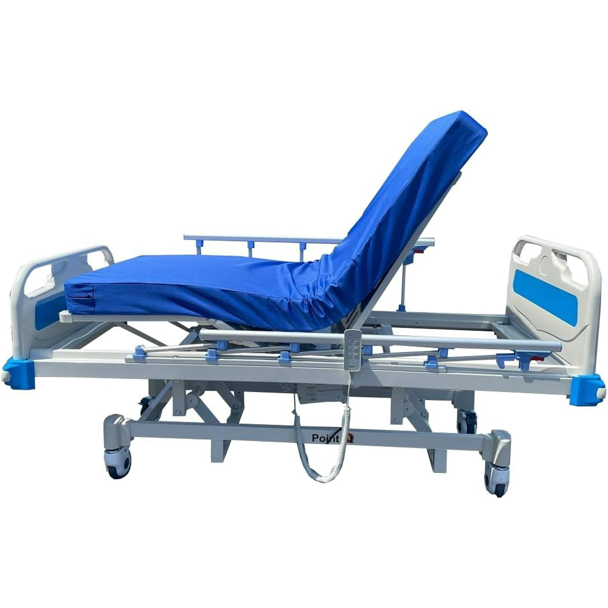 POINT A (PAM-3) Premium 3 Function Full Electric Hospital Bed, Includes 4.7" Memory Mattress (LINAK Motor & Control System and Individual Locking System with 5" casters) Hospital Bed for Home Use