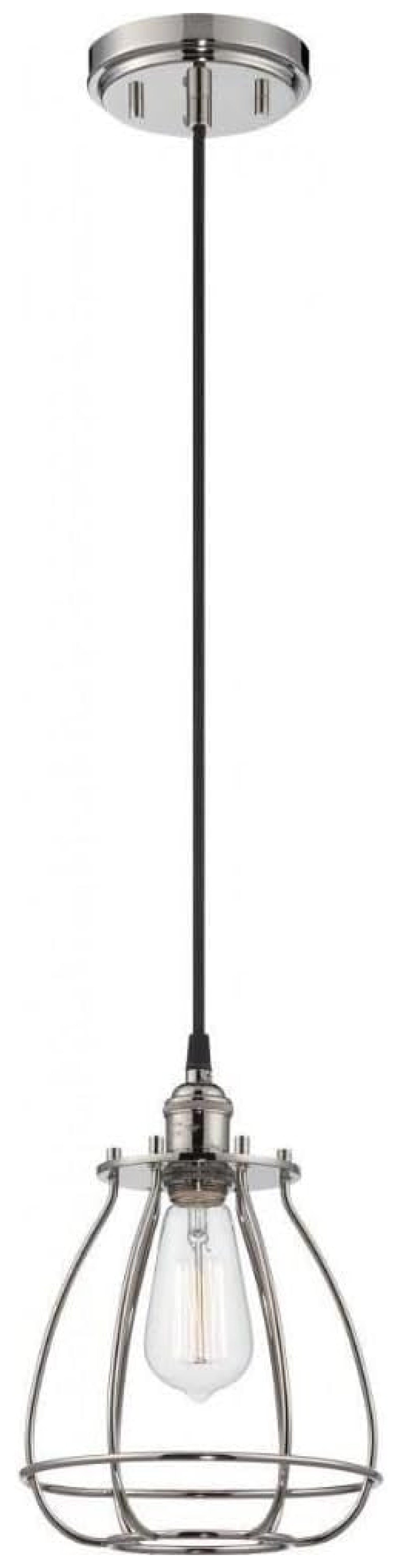PaFagwy Lighting 60/5401 Vintage Incandescent One Light Pendant Closed Cage Narrow Opening Polished