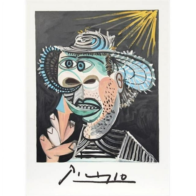 Homme Au Cornet- Lithograph on Paper - Green- Gray- Black- Yellow
