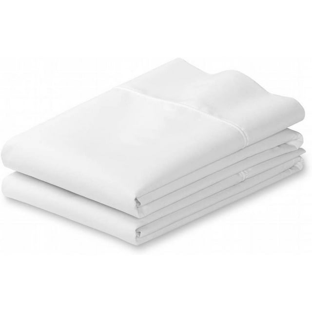 Pacific Linens Fundas de Almohada de Mezcla de Algodón Tamaño Queen Blanco, Fundas de Almohada de Calidad de Hotel, Paquete de 2 (Queen)