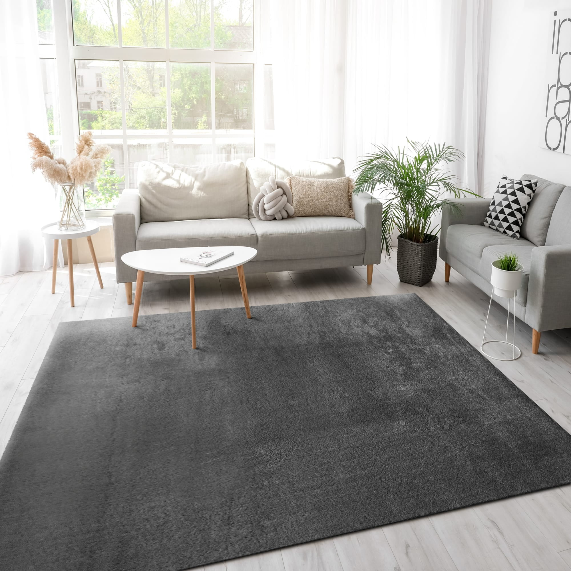 Paco Home Soft Washable Area Rug In Anthracite - 5'3" x 7'3" (5'x7')