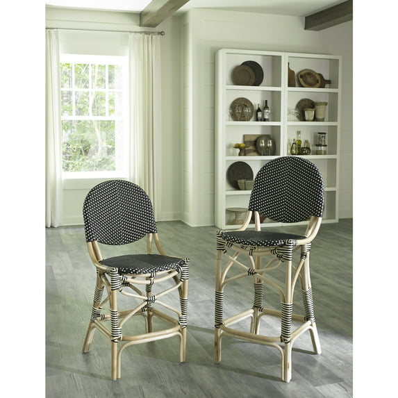 Padmas Plantation FBC16-BLB 40.55 x 18.5 x 22.83 in. French Bistro Counter Stool, Black & Beige