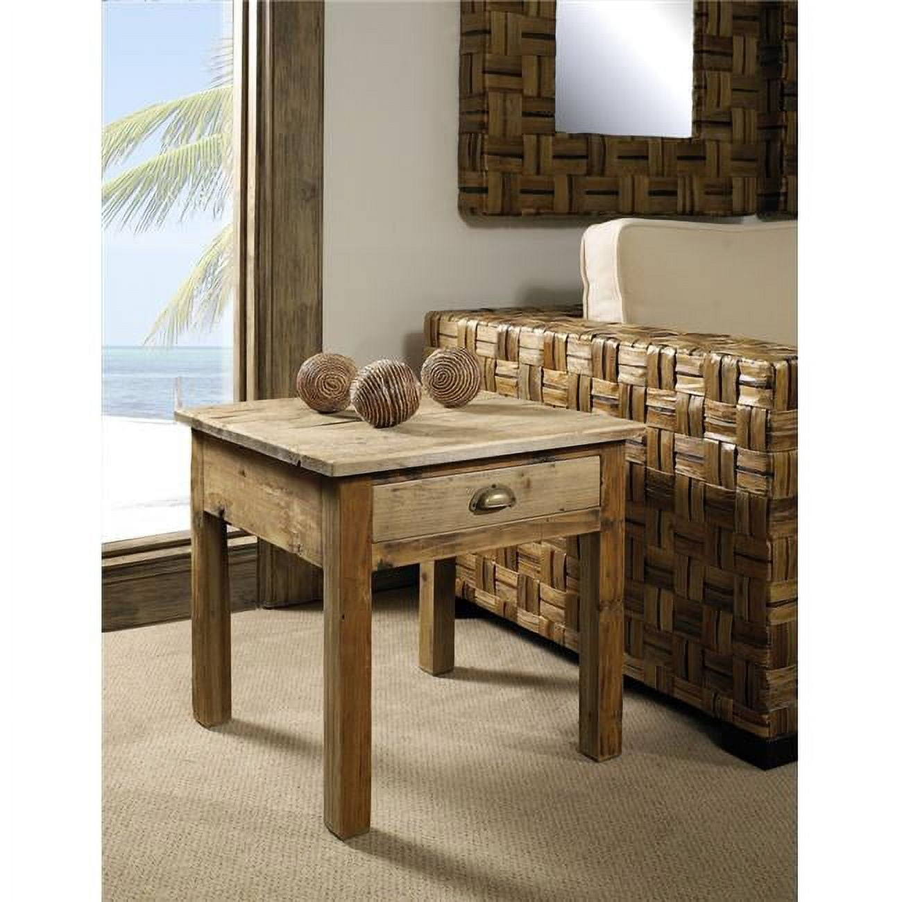 Padmas Plantation SAL06R Salvaged Wood Square End Table
