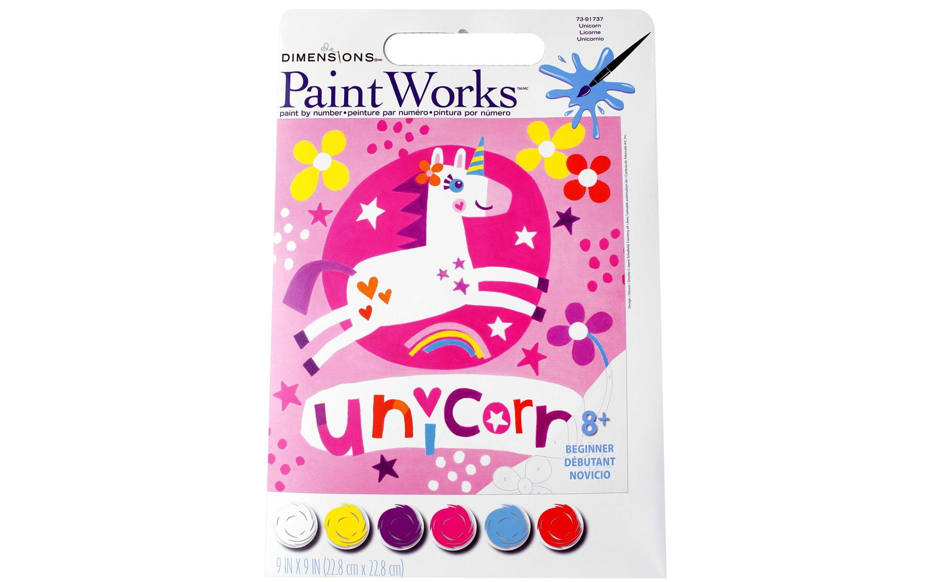 Paint Works Paint By Number Kit 9"X9"-Unicorn