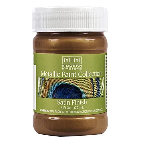 6 oz Modern Masters ME221 Warm Silver Metallic Paint Collection, Satin Water-Based Decorative Metallic Paint