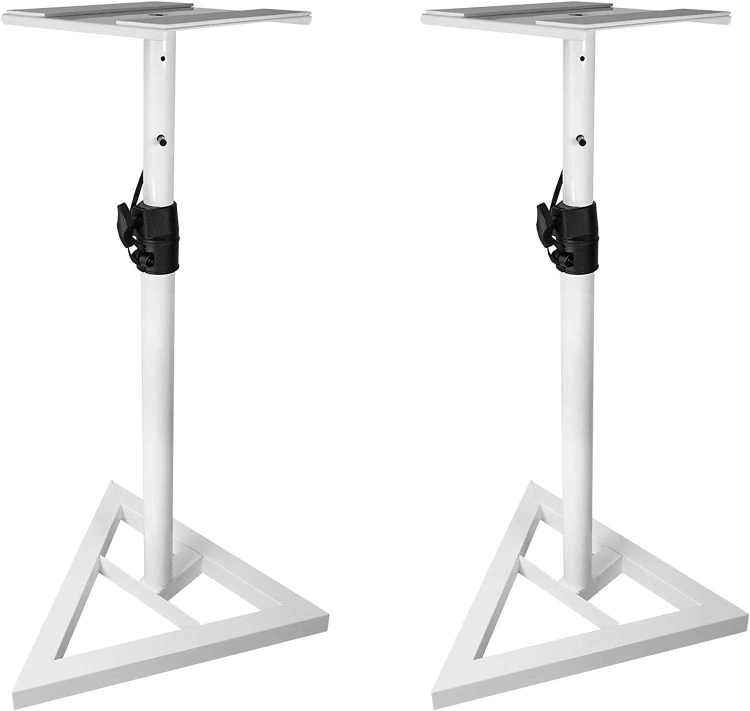 Pair Rockville RVSM1 White Studio Monitor Speaker Stands w/ Adjustable Height