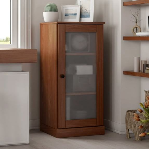 Palace Imports 100% Solid Wood 3-shelf Bookcase with Adjustable Shelves and Frosted Glass Door, Mocha