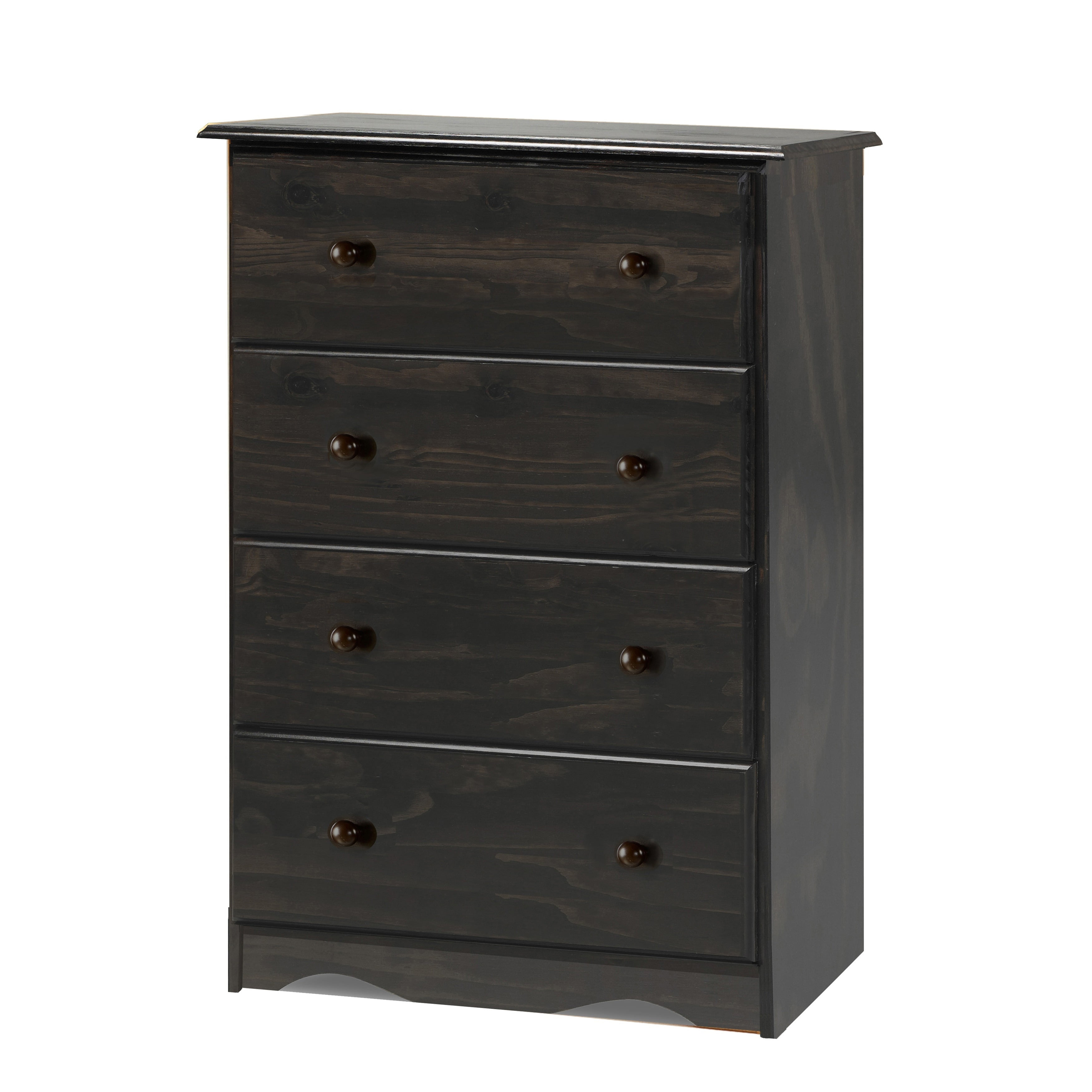 Palace Imports  100% Solid Wood 4-Jumbo Drawer Chest with Lock, Metal or Wooden Knobs Java Espresso Finish, Stained Dark Wood