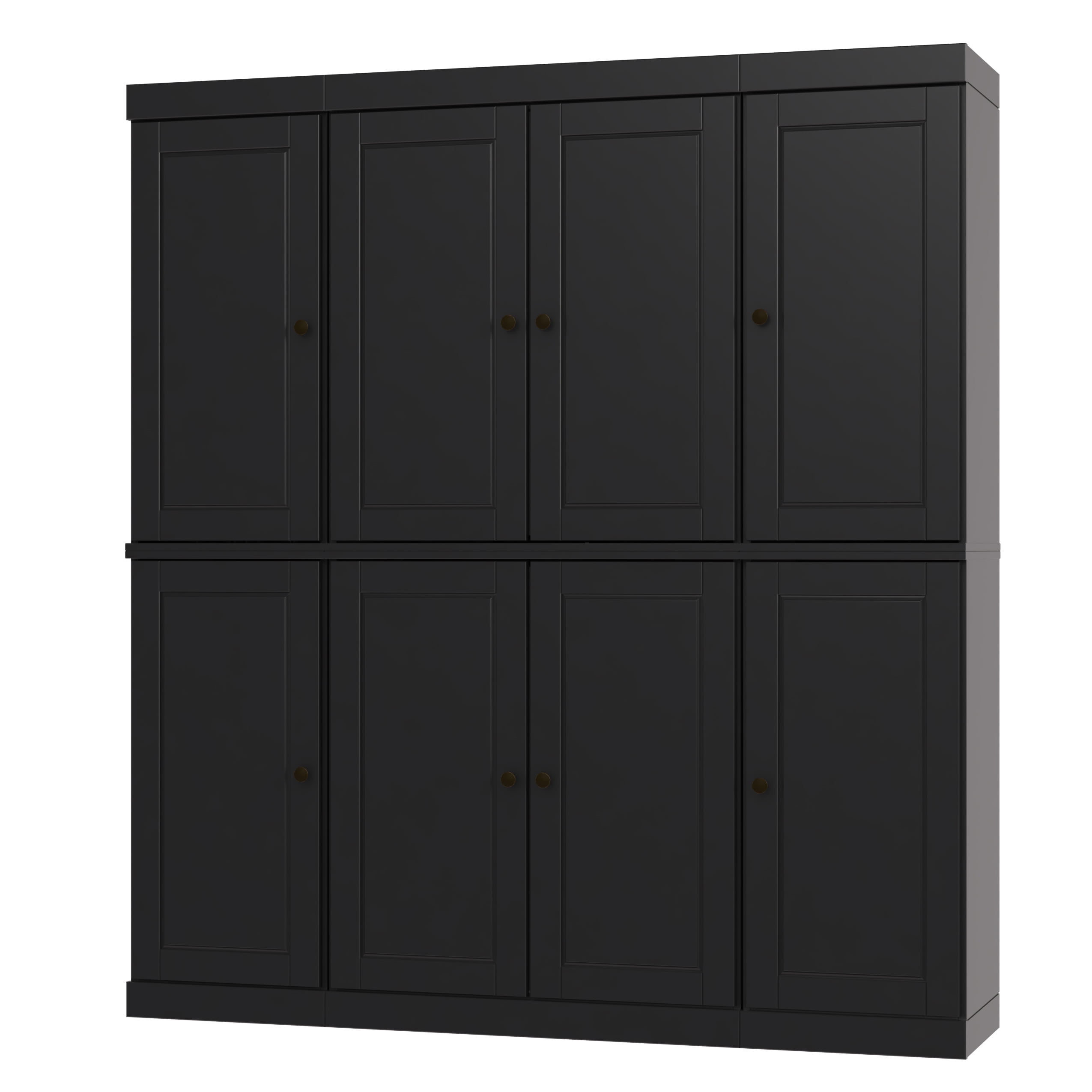 Palace Imports 100% Solid Wood Kitchen Pantry Storage Cabinet with Solid Doors, Adjustable Shelves and 2-Drawers, Black
