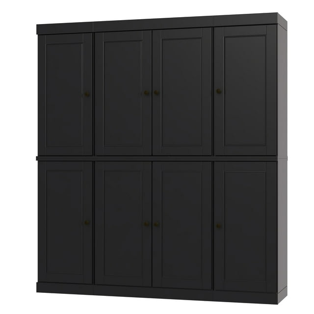 Palace Imports 100% Solid Wood Kitchen Pantry Storage Cabinet with Solid Doors, Adjustable Shelves and 2-Drawers, Black