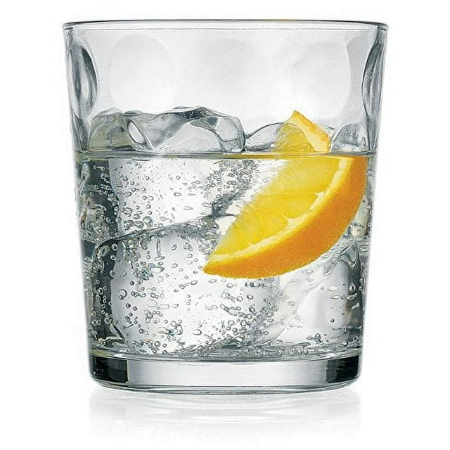 Palais Glassware Cercle Collection; High Quality Clear Glass Set with Circle Design (Set of 4 - 13 Oz DOF, Clear)