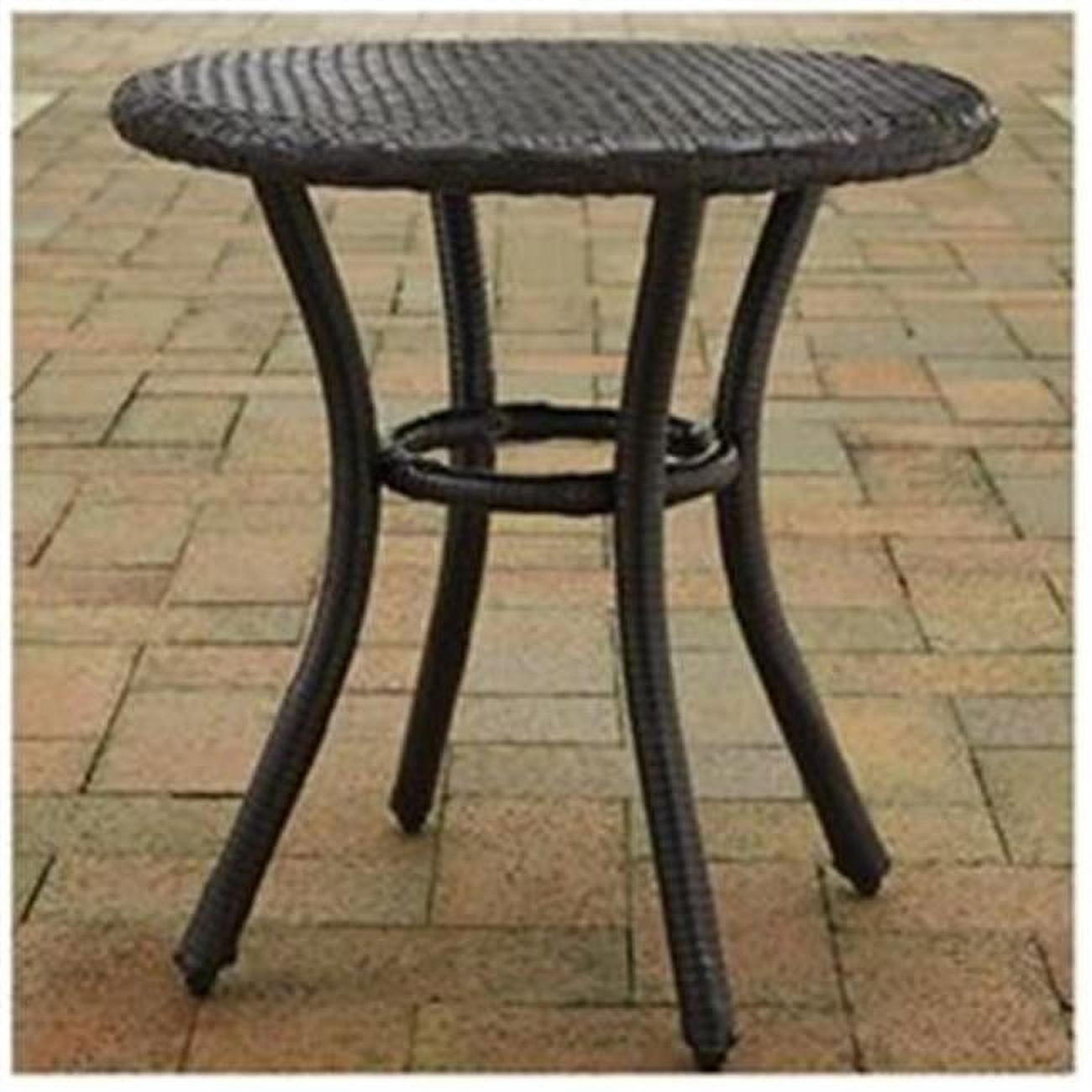 Palm Harbor Outdoor Wicker Round Side Table, Brown