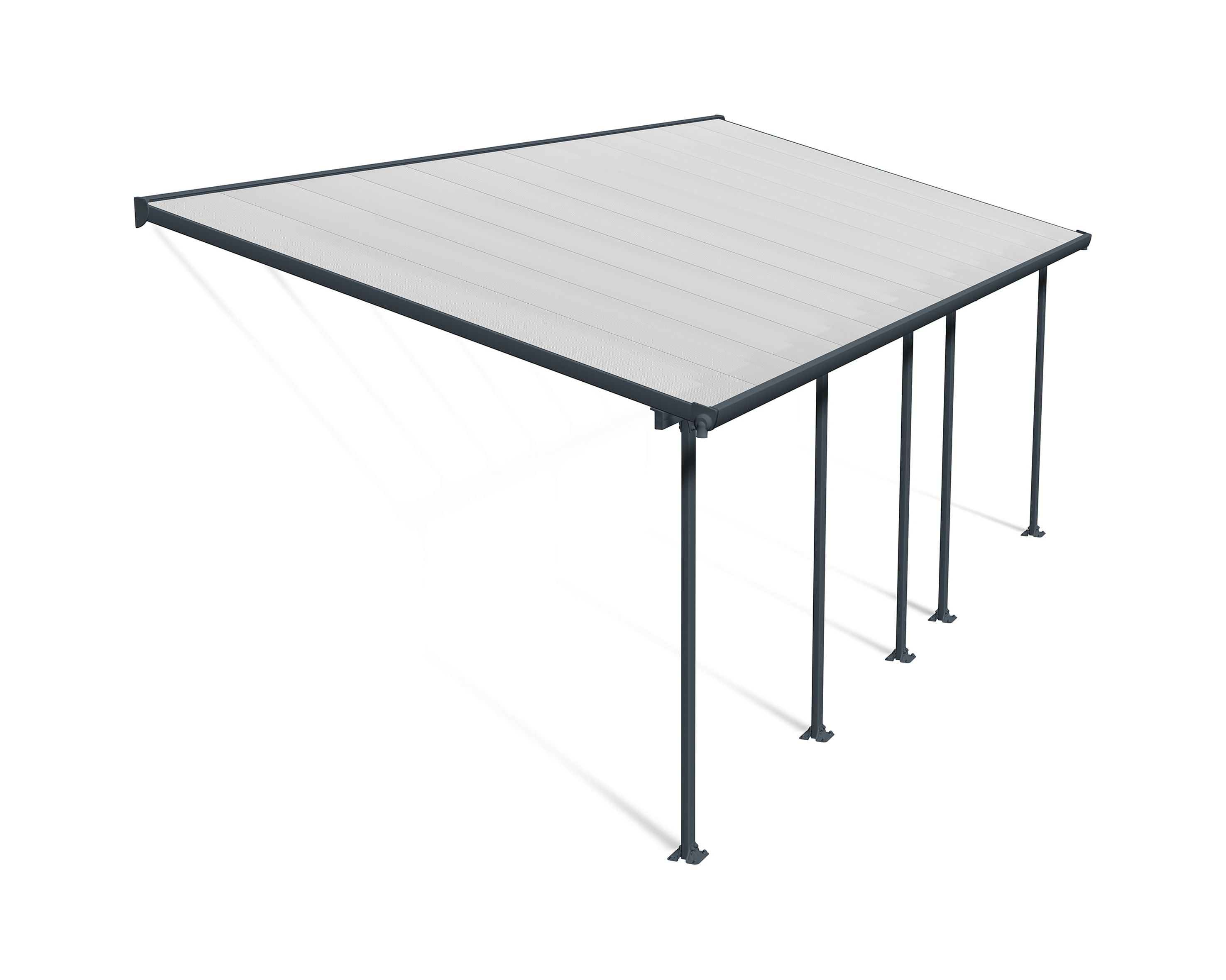 Palram - Canopia Feria 10' x 24' Polycarbonate/Galvanized Steel Patio Cover - Gray/Clear