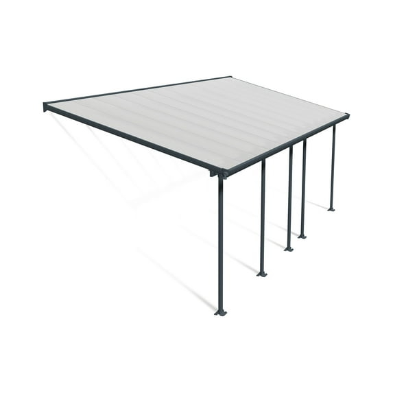 Palram - Canopia Feria 10' x 24' Polycarbonate/Galvanized Steel Patio Cover - Gray/Clear