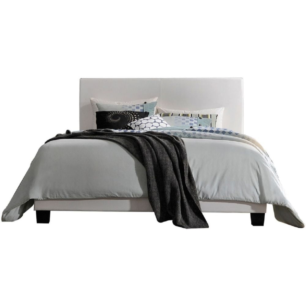 Panel Faux Leather Queen Bed, White
