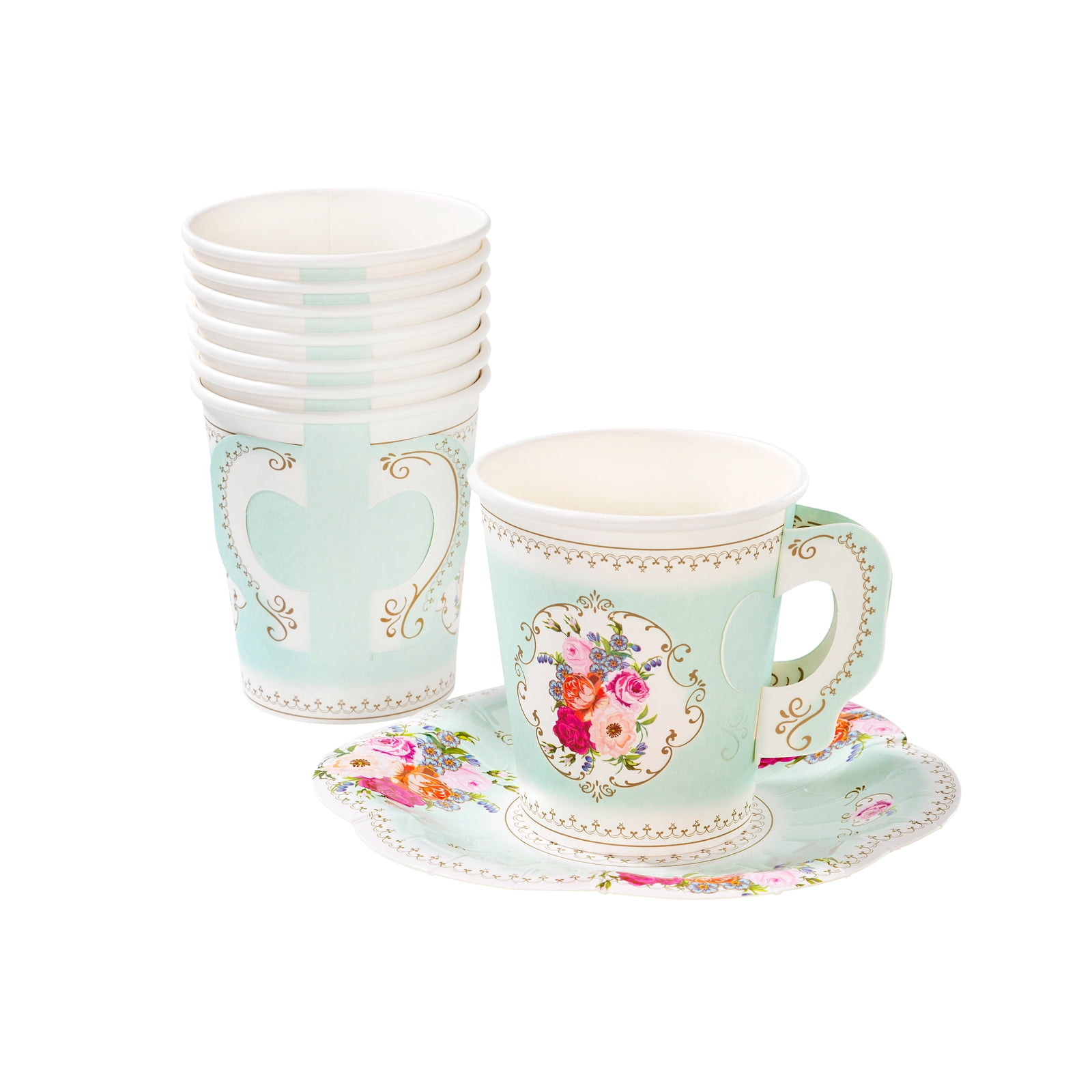 Paper Cup With Handle Saucers Set (12 Count)