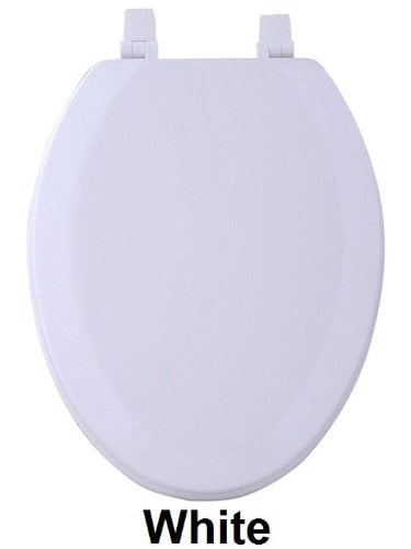 Fantasia White Elongated Wood Toilet Seat, 19 in.
