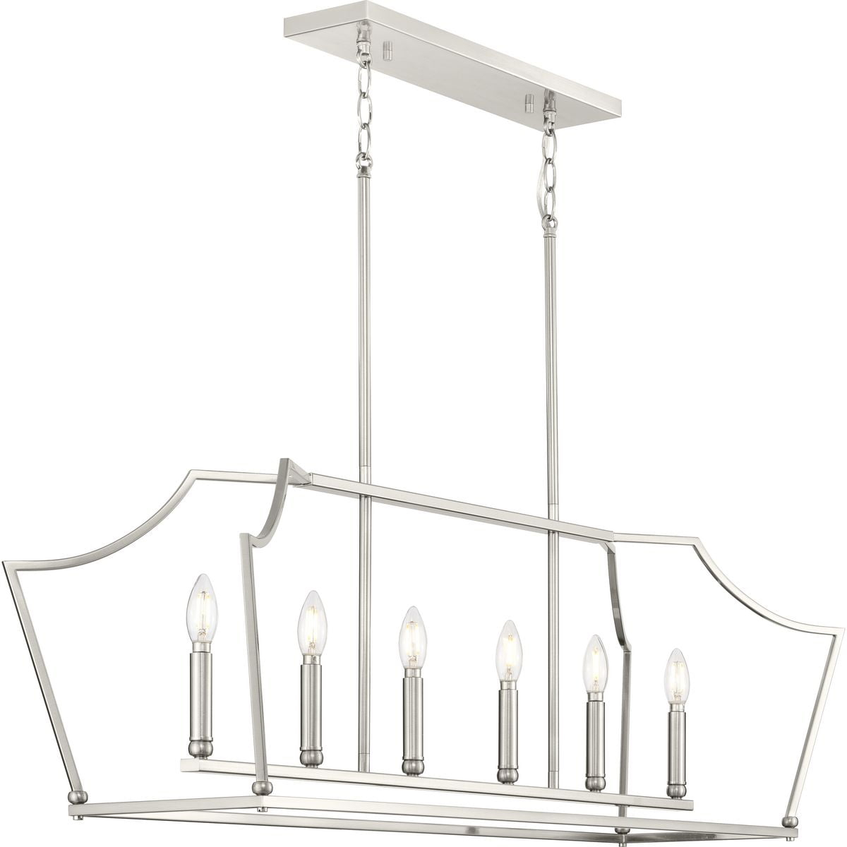 Progress Lighting Parkhurst 6-Light Linear Chandelier, Brushed Nickel, No Shade