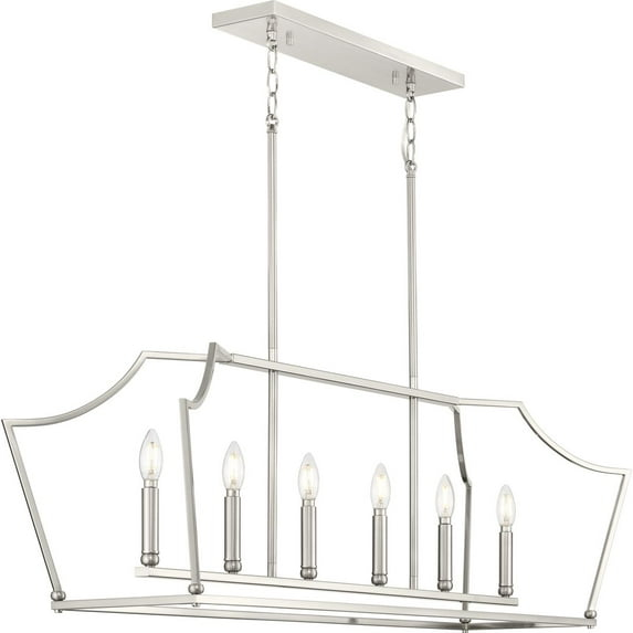 Progress Lighting Parkhurst 6-Light Linear Chandelier, Brushed Nickel, No Shade