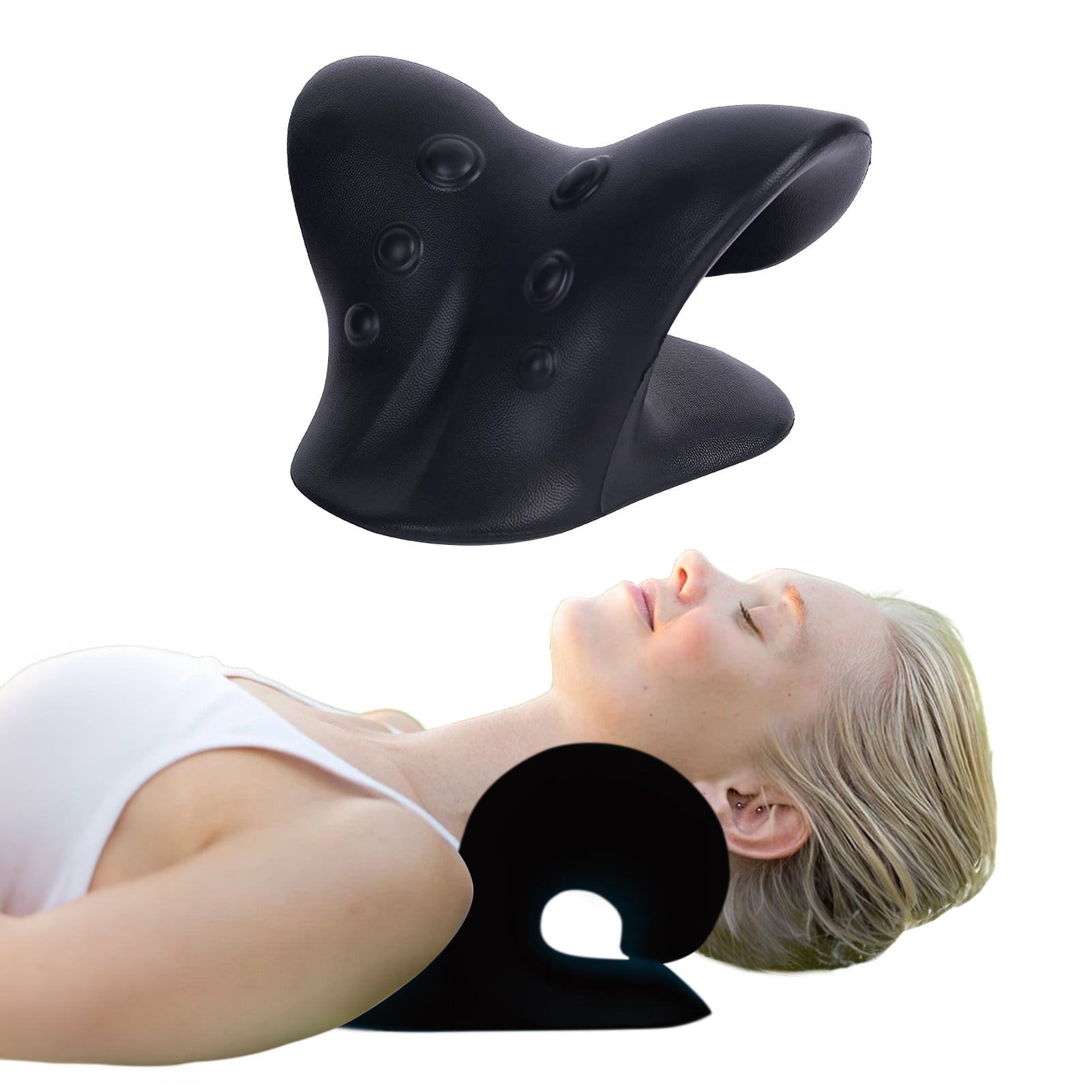 ParkistStar Cervical Traction Neck Pillow for Pain Relief and Spinal Alignment - Chiropractic Shoulder and Neck Stretcher with Relaxing Benefits