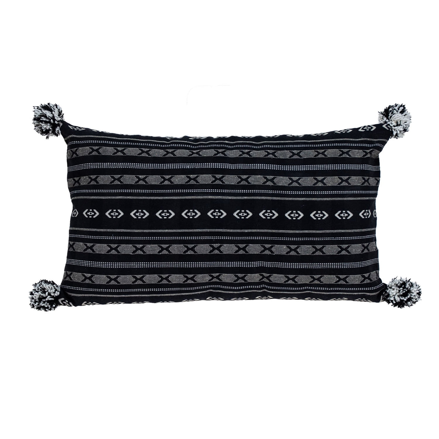 Parkland Collection Raven Pom-poms Cotton Reversible Throw Pillow