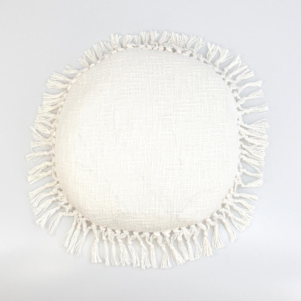 Parkland Collection Transitional Solid White Round 18" X 18" Pillow