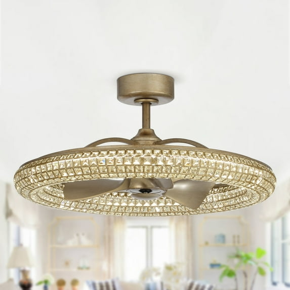 Parrot Uncle 33-in Antique Bronze 3-Blade Crystal LED Ceiling Fan with Remote