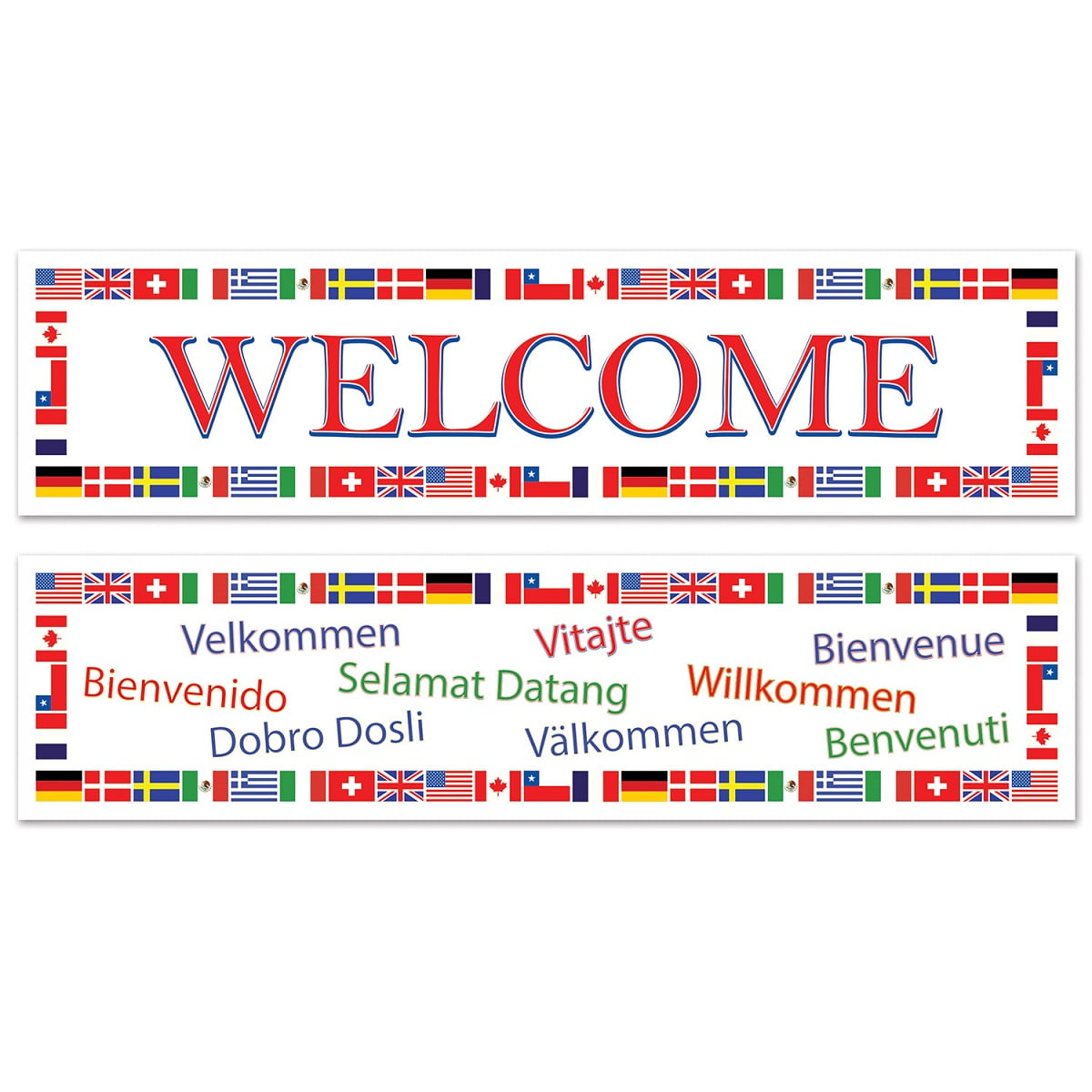 Party Central Club Pack of 12 Vibrantly Colored Assorted Design Welcome Party Banners 5'