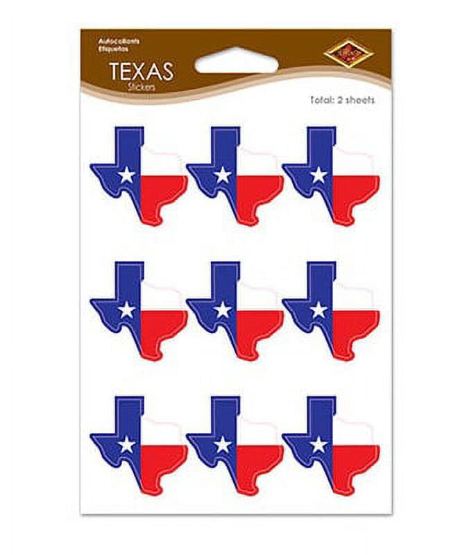 Party Central Club Pack of 216 Red and Blue Texas State Stickers 6"