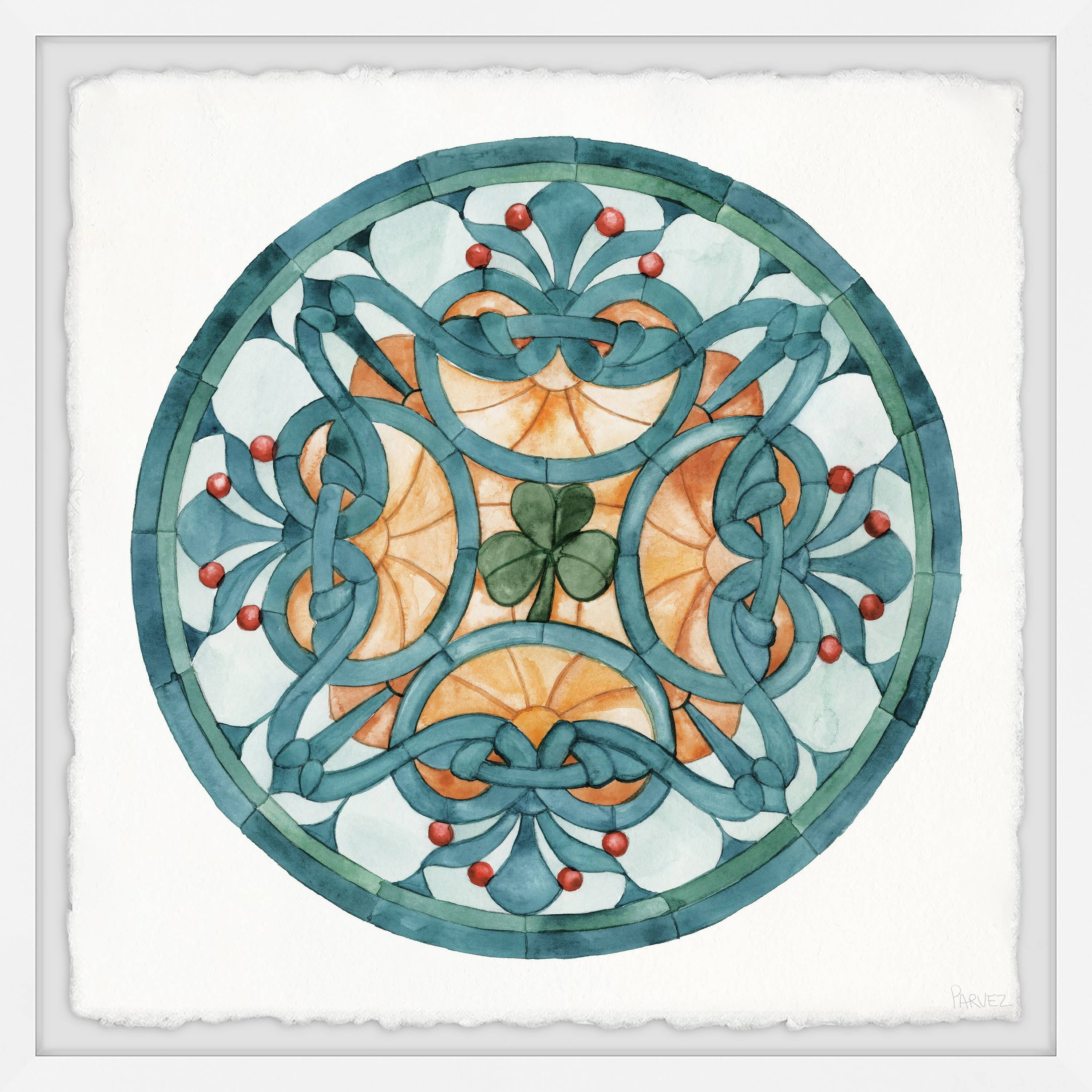 Parvez Taj Blue Center Clover Leaf Framed Wall Art