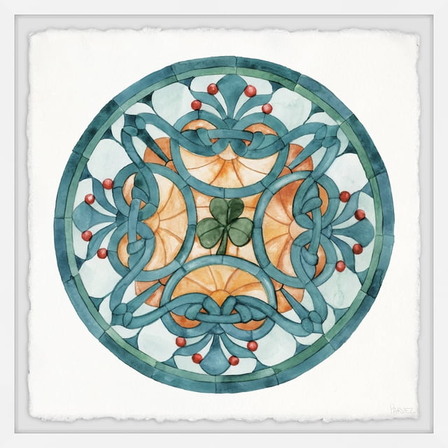 Parvez Taj Blue Center Clover Leaf Framed Wall Art