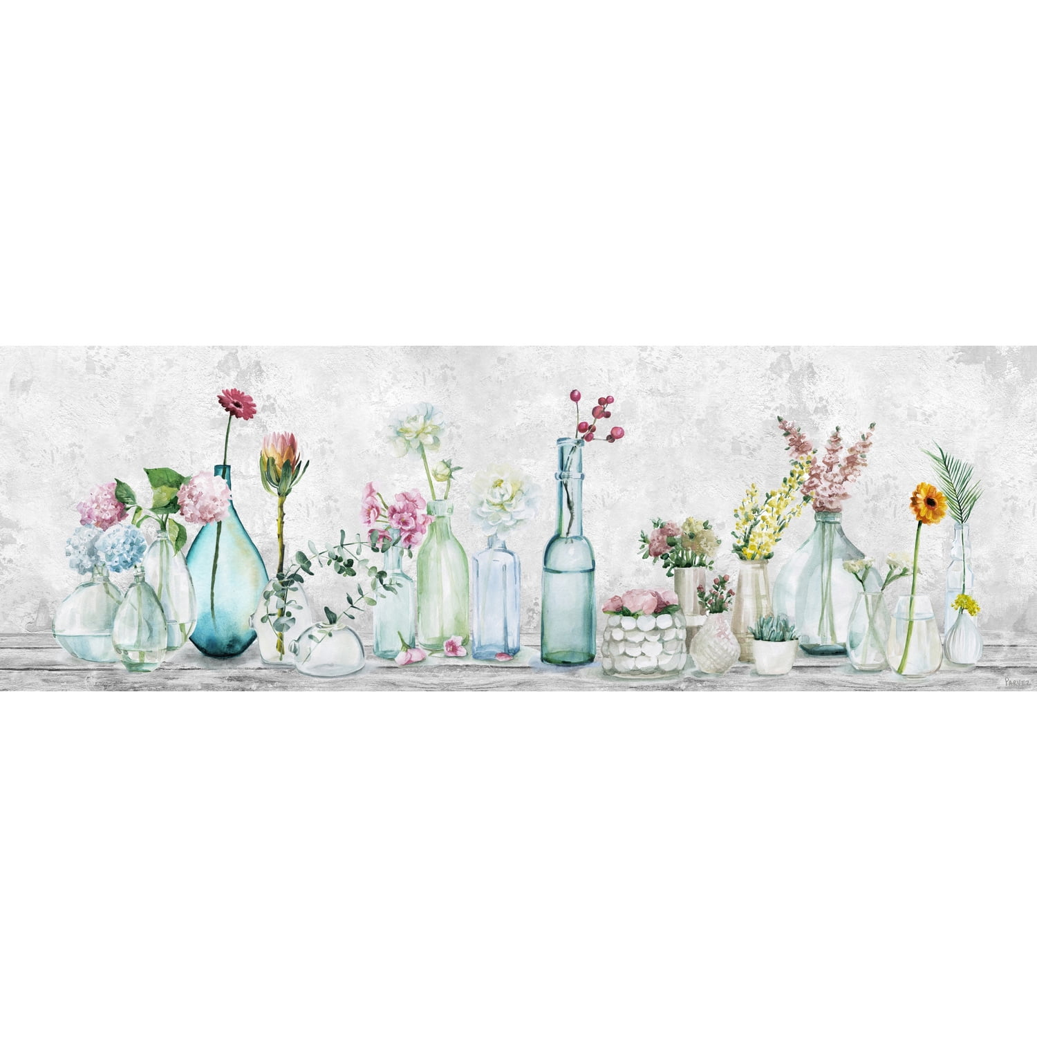 Parvez Taj Series of Colorful Flowers Painting Print on Wrapped Canvas